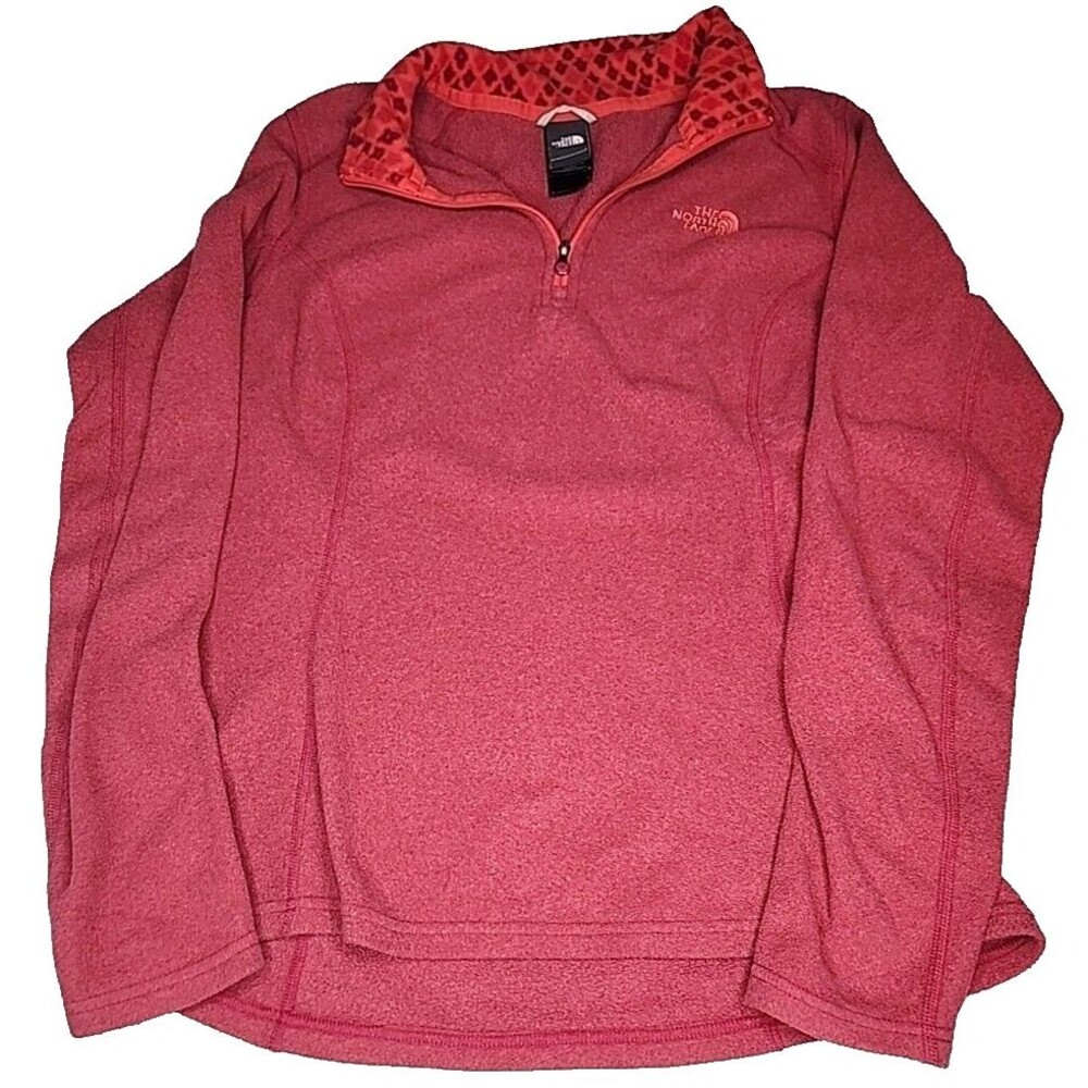 Women's North Face 1/4 Zip ROSE RED Fleece Jacket  pullover Aztec Collar Small